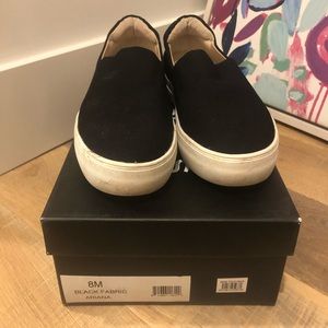 J Slides 8M Black Fabric Ariana